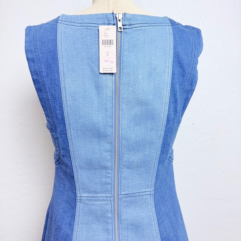 Pilcro Two-Tone Blue Denim Mini Dress - Picture 3 of 9